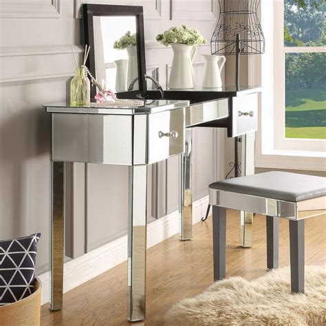 mirrored desk vanity|vanity desk with flip mirror.